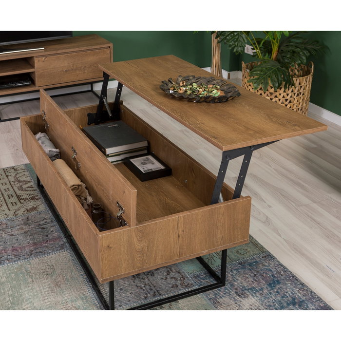 Hanah Home Laxus Takım 10 Conjunto de Muebles de Salón Nogal y Negro